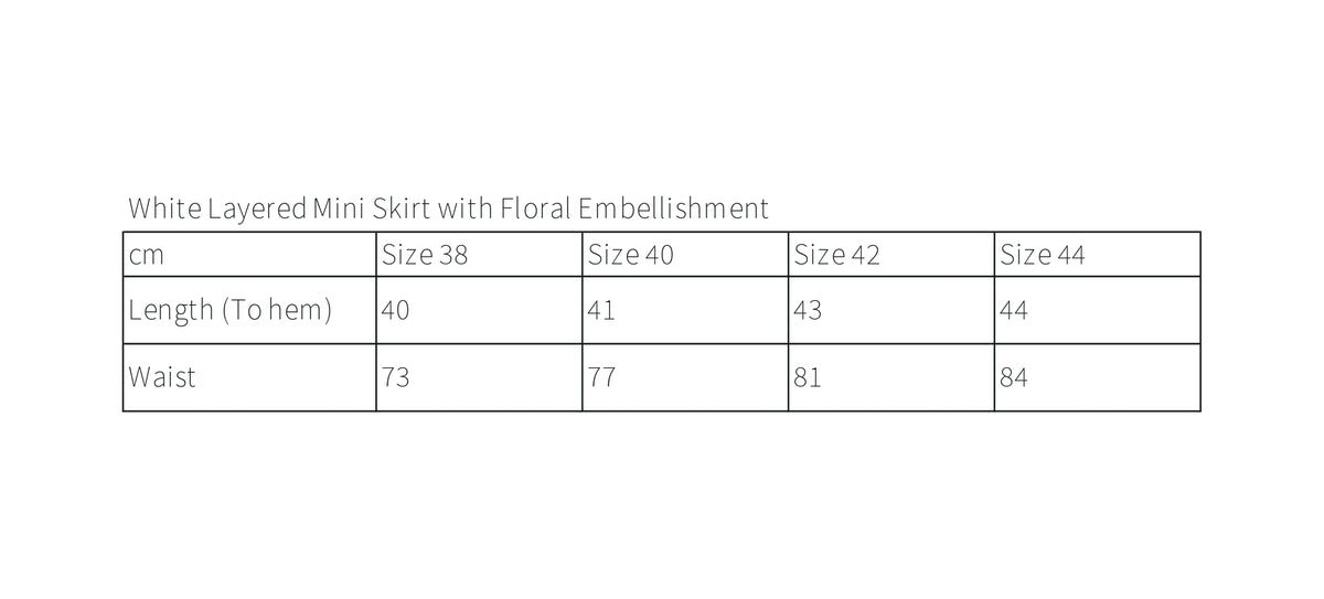 White Layered Mini Skirt with Floral Embellishment