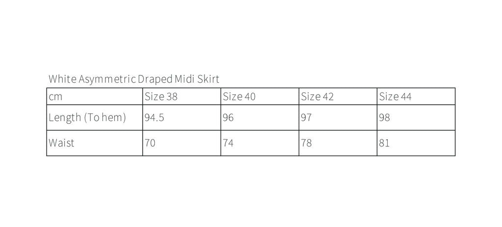 White Asymmetric Draped Midi Skirt